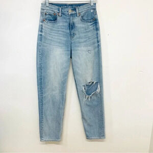 American Eagle 90s Boyfriend Jeans Woman 0  Distressed Blue Light Wash Pocket
